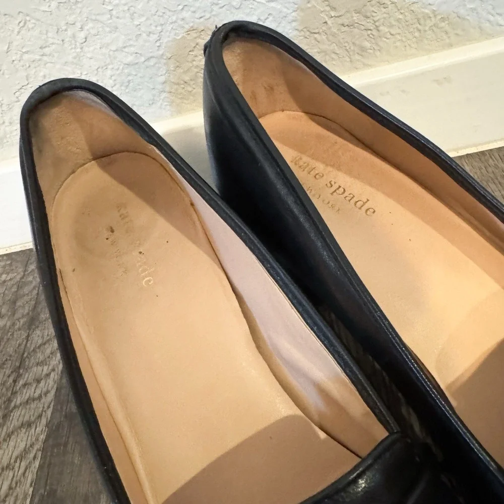 Kate Spade Loafers‎ Women's 8.5 M Loafer Heels Black Leather